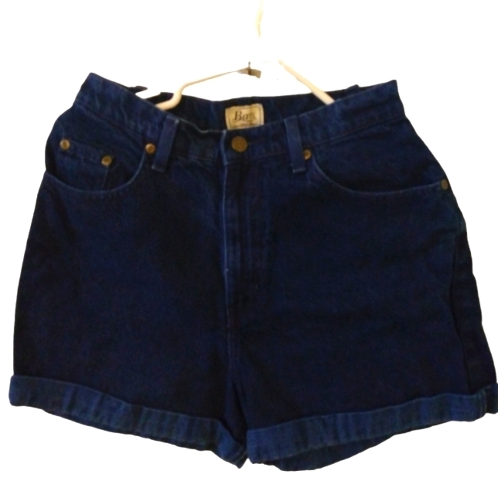 Vintage Bass Dark Wash Cuffed Hem Pocketed Jean Shorts Size 10